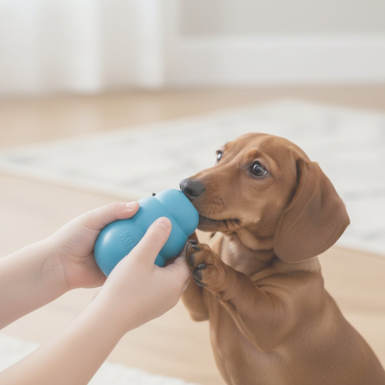Kong Puppy Kauspielzeug aus Naturkautschuk – Welpensicheres Kau - &amp; Intelligenzspielzeug für gesunde Zähne &amp; entspanntes Zahnwachstum - Woofshack