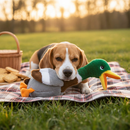 KONG Shakers Honkers Ente – Interaktives Quietsch - Hundespielzeug mit extralangem Hals für stundenlangen Schüttel - &amp; Apportierspaß - Woofshack