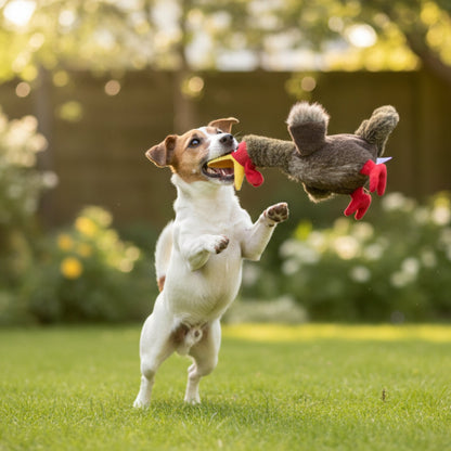 KONG Shakers Honkers Turkey – Interaktives Plüsch - Hundespielzeug mit Quietscher &amp; extra langem Hals zum Schütteln und Zerren - Woofshack