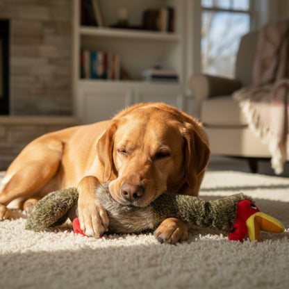 KONG Shakers Honkers Turkey – Interaktives Plüsch - Hundespielzeug mit Quietscher &amp; extra langem Hals zum Schütteln und Zerren - Woofshack