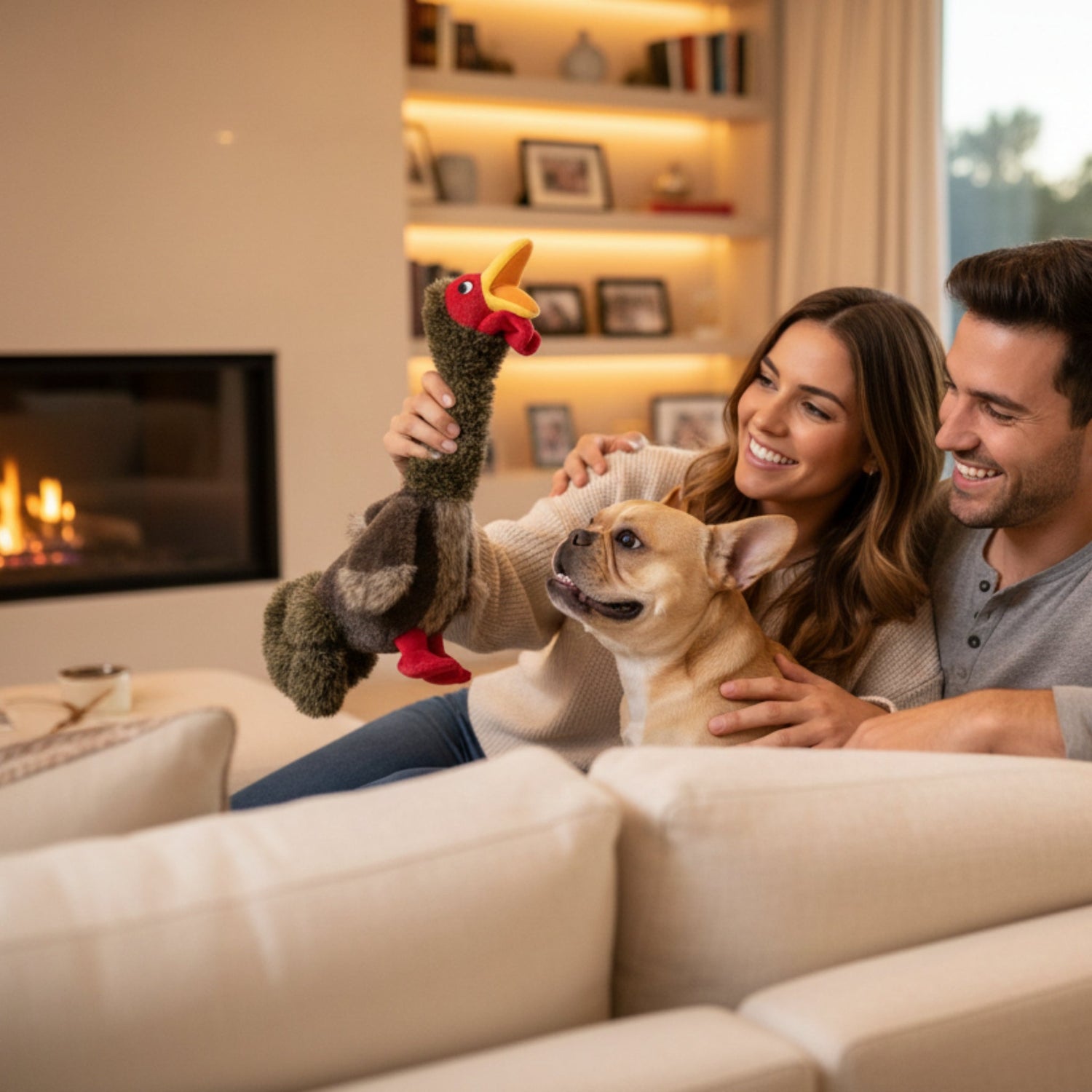 KONG Shakers Honkers Turkey – Interaktives Plüsch - Hundespielzeug mit Quietscher &amp; extra langem Hals zum Schütteln und Zerren - Woofshack