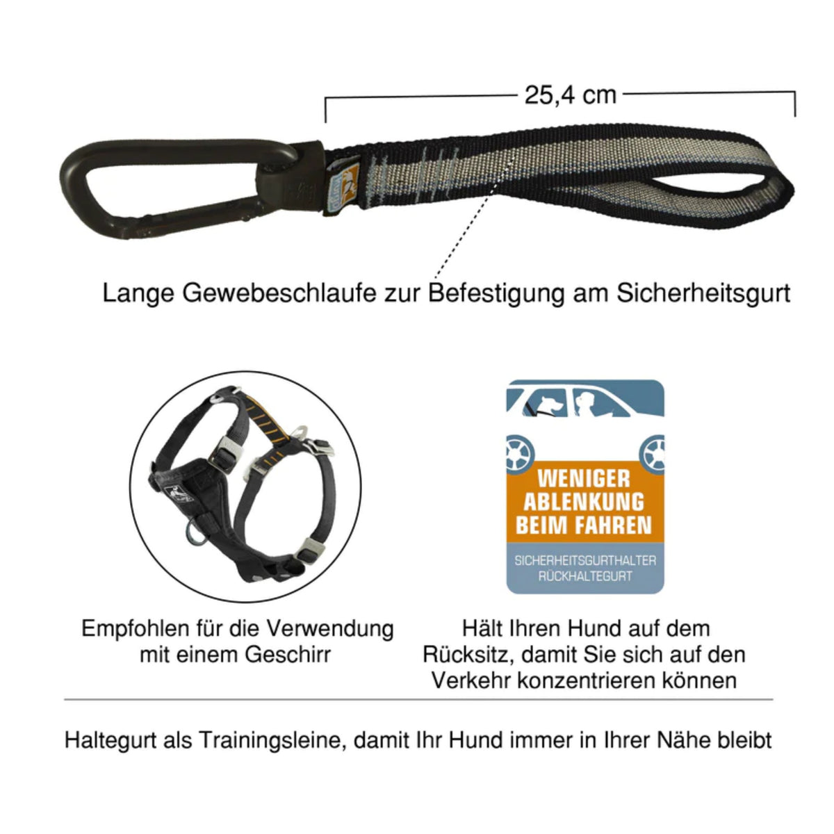Kurgo Dog Seatbelt Loop – Universal Hundesicherheitsgurt für sicheres Autofahren mit Hund | Einfache Montage