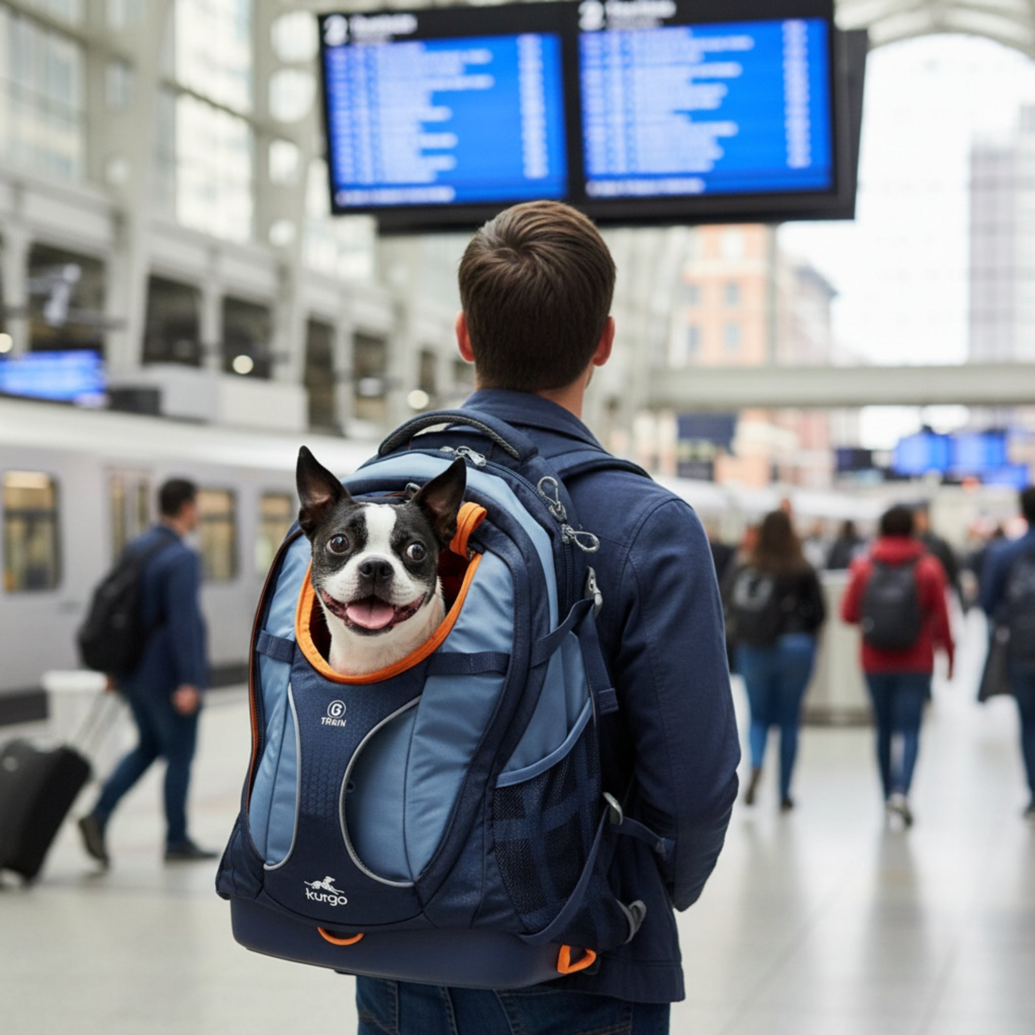 Kurgo G - Train Hunderucksack – Premium Transportrucksack mit Sicherheitsgurt - Befestigung für komfortables Reisen mit kleinen &amp; mittelgroßen Hunden - Woofshack