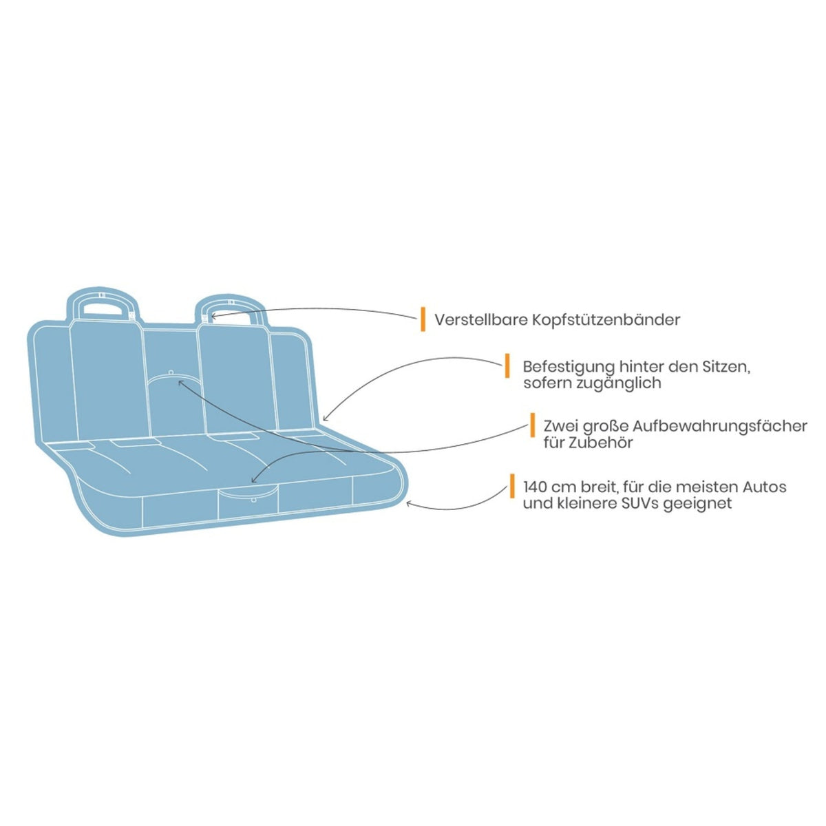 Kurgo Rover Bench Seat Cover – Wasserdichte Hundeautodecke für Rückbank mit Sicherheitsgurt-Öffnung, Maschinenwaschbar &amp; Rutschfest für Autofahrten - Woofshack