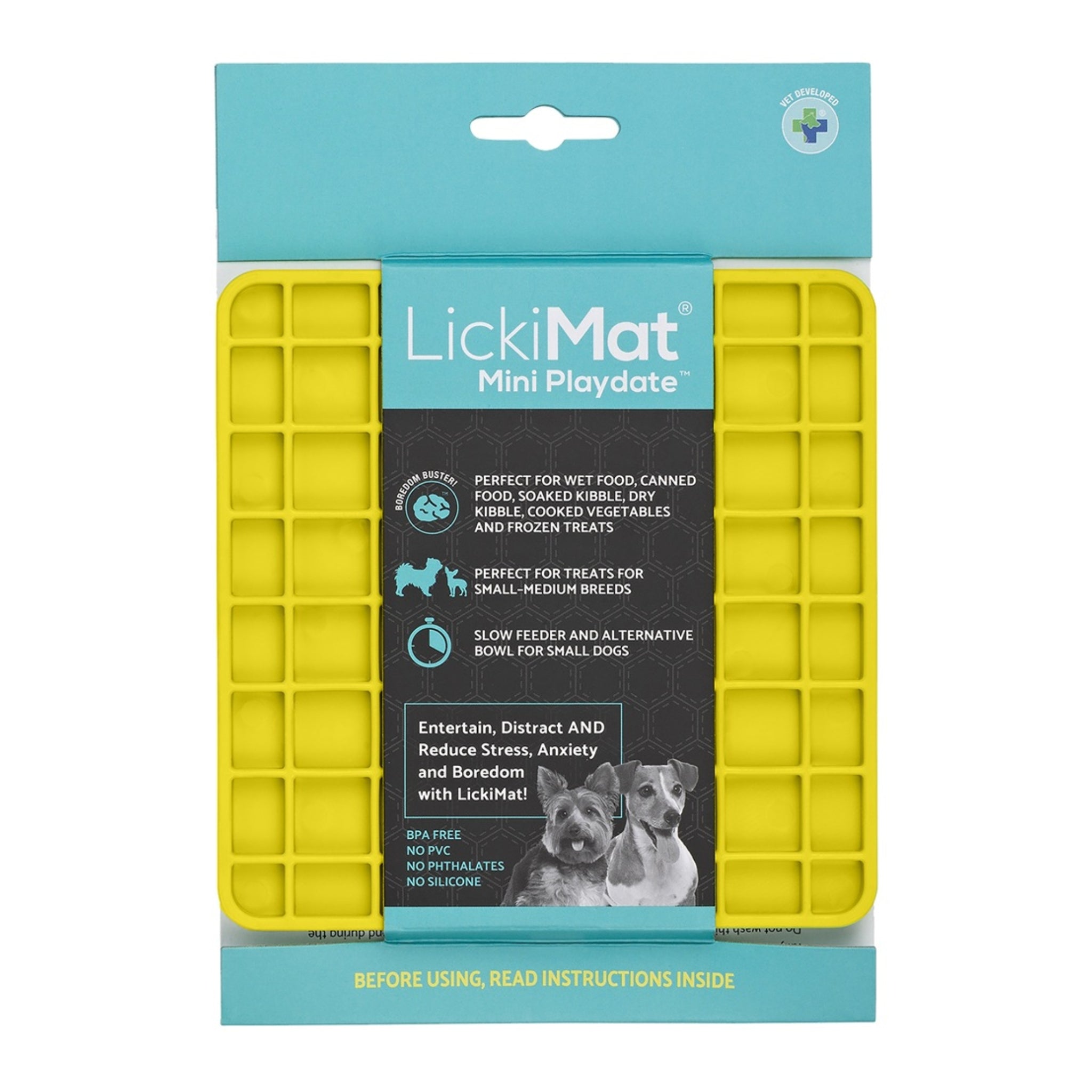 LickiMat Mini Playdate – Die beruhigende Anti-Stress Schleckmatte für kleine &amp; mittelgroße Hunde | Slow Feeding, mentale Auslastung &amp; pure Entspannung