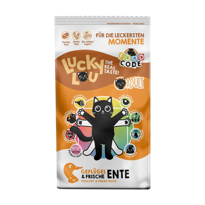 Lucky Lou Food Code Adult Geflügel &amp; Ente, Katzen Trockenfutter - Woofshack