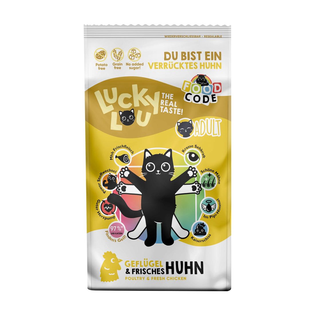 Lucky Lou Food Code Adult Geflügel &amp; Huhn, Katzen Trockenfutter - Woofshack