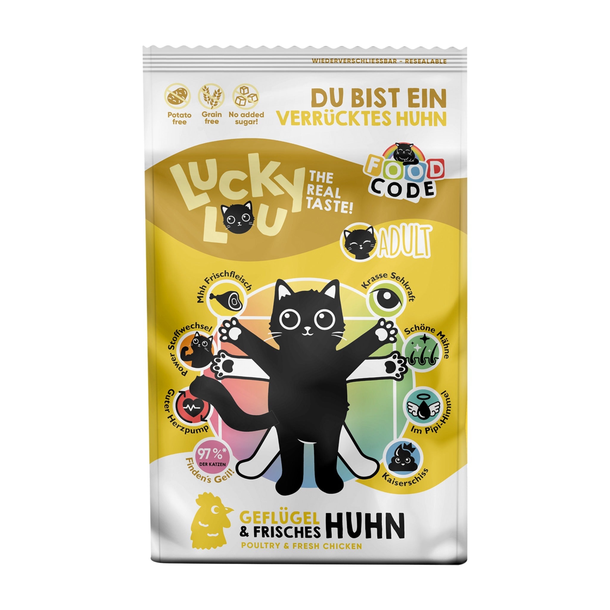 Lucky Lou Food Code Adult Geflügel &amp; Huhn, Katzen Trockenfutter - Woofshack