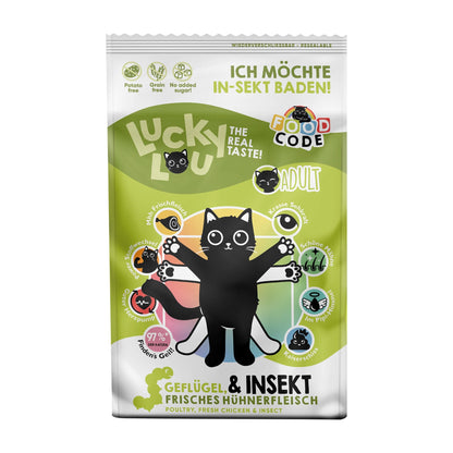 Lucky Lou Food Code Adult Geflügel &amp; Insekten, Katzen Trockenfutter - Woofshack