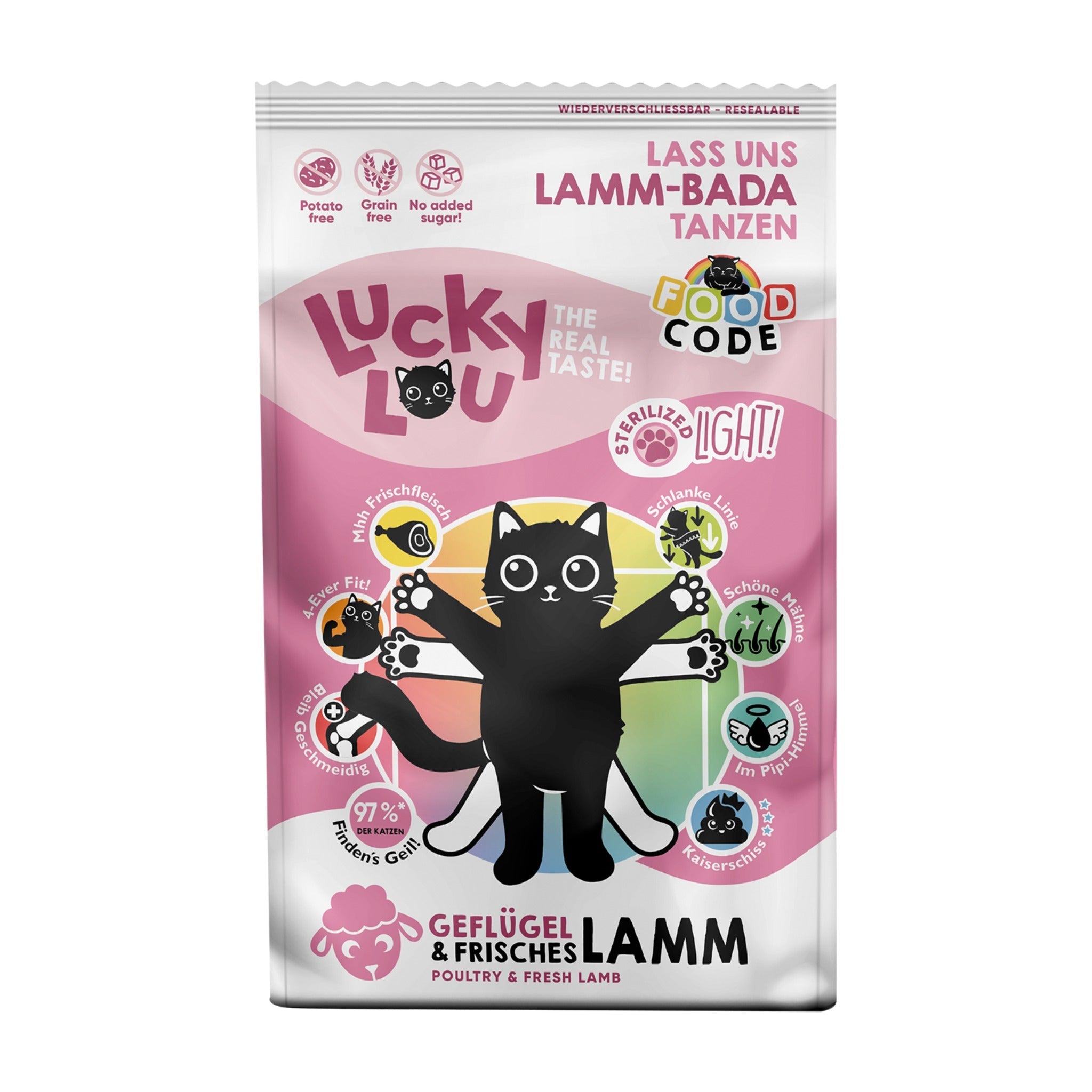 Lucky Lou Food Code Light Geflügel &amp; Lamm, Katzen Trockenfutter - Woofshack