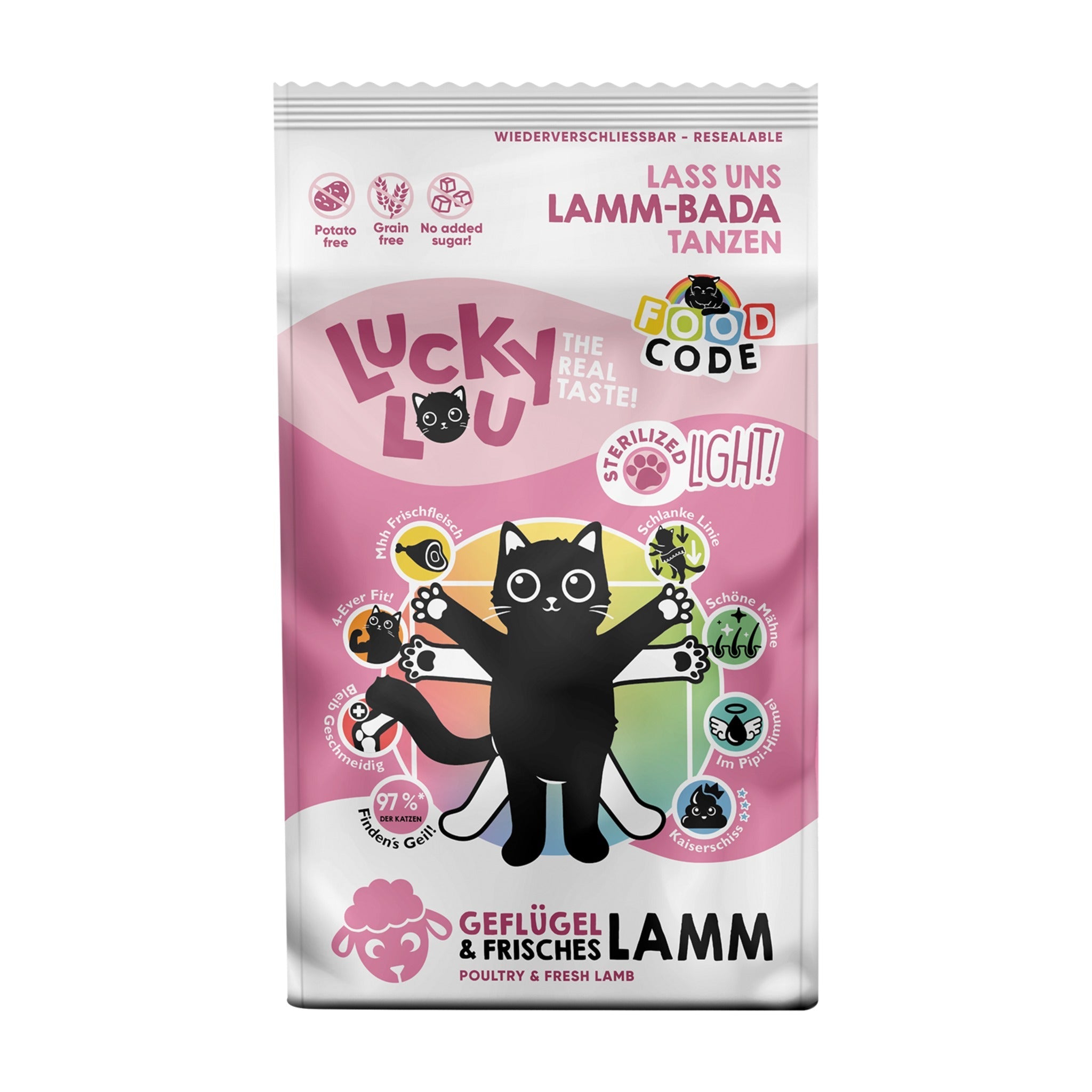 Lucky Lou Food Code Light Geflügel &amp; Lamm, Katzen Trockenfutter - Woofshack