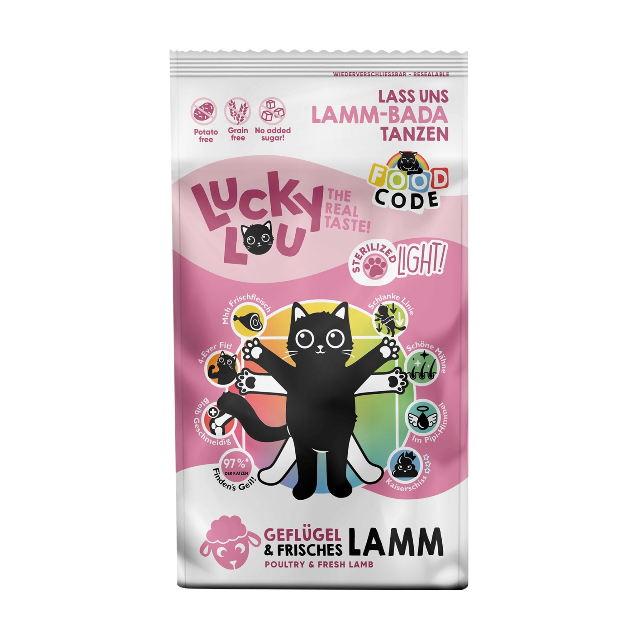 Lucky Lou Food Code Light Geflügel &amp; Lamm, Katzen Trockenfutter - Woofshack