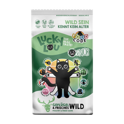 Lucky Lou Food Code Senior Geflügel &amp; Wild, Katzen Trockenfutter - Woofshack