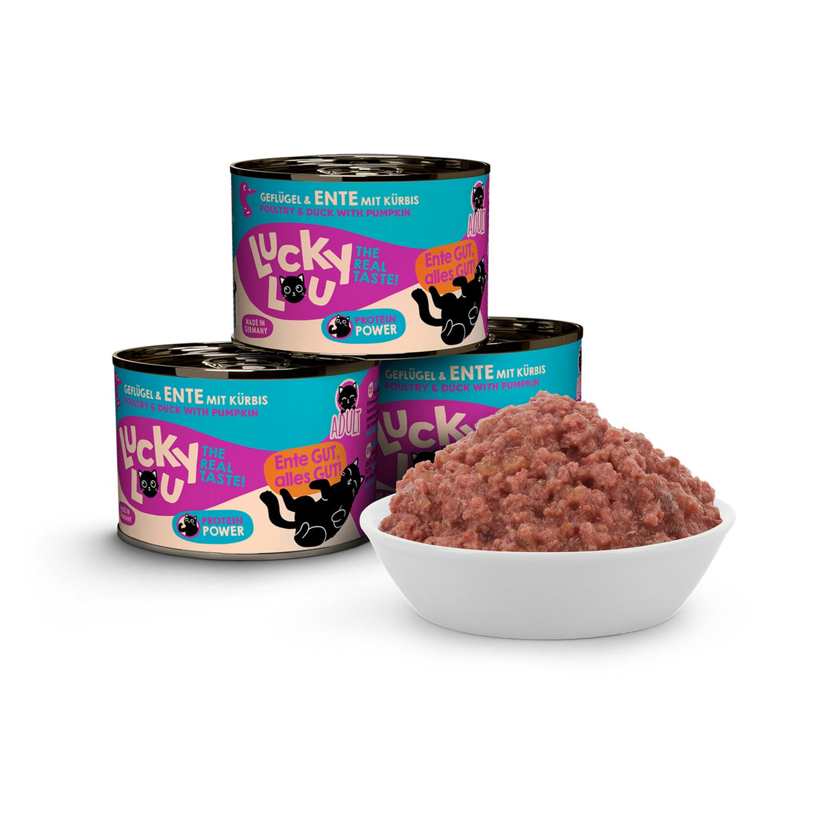 Lucky Lou Life Stage Adult Geflügel &amp; Ente, Katzen Nassfutter - Woofshack