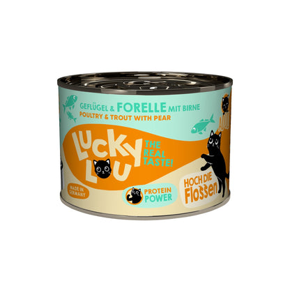 Lucky Lou Life Stage Adult Geflügel &amp; Forelle, Katzen Nassfutter - Woofshack