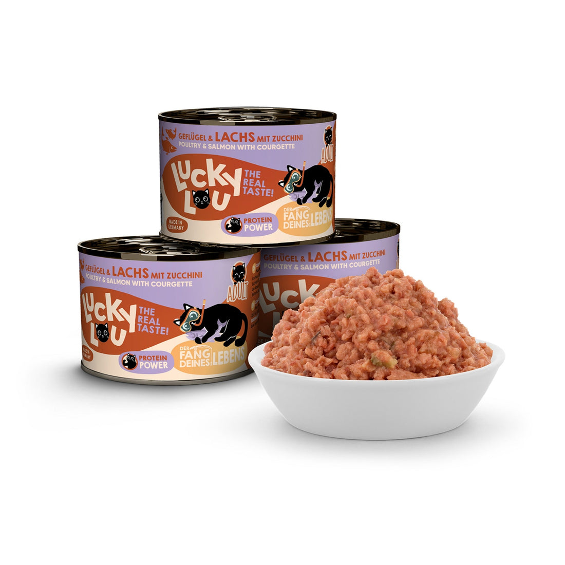 Lucky Lou Life Stage Adult Geflügel &amp; Lachs, Katzen Nassfutter - Woofshack
