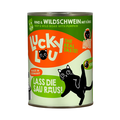 Lucky Lou Life Stage Adult Rind &amp; Wildschwein, Katzen Nassfutter - Woofshack