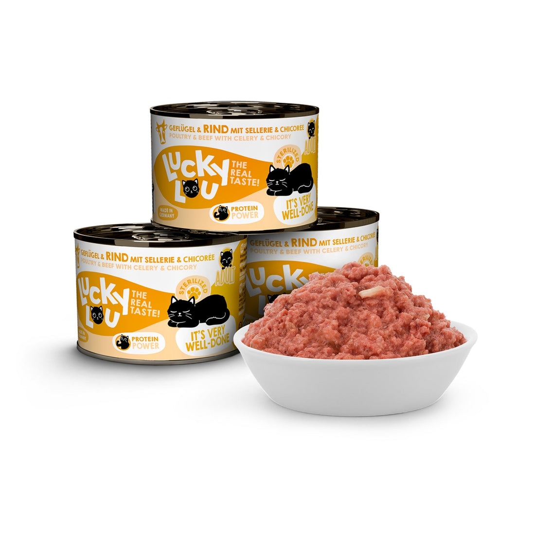 Lucky Lou Life Stage Sterilized Geflügel &amp; Rind, Katzen Nassfutter - Woofshack