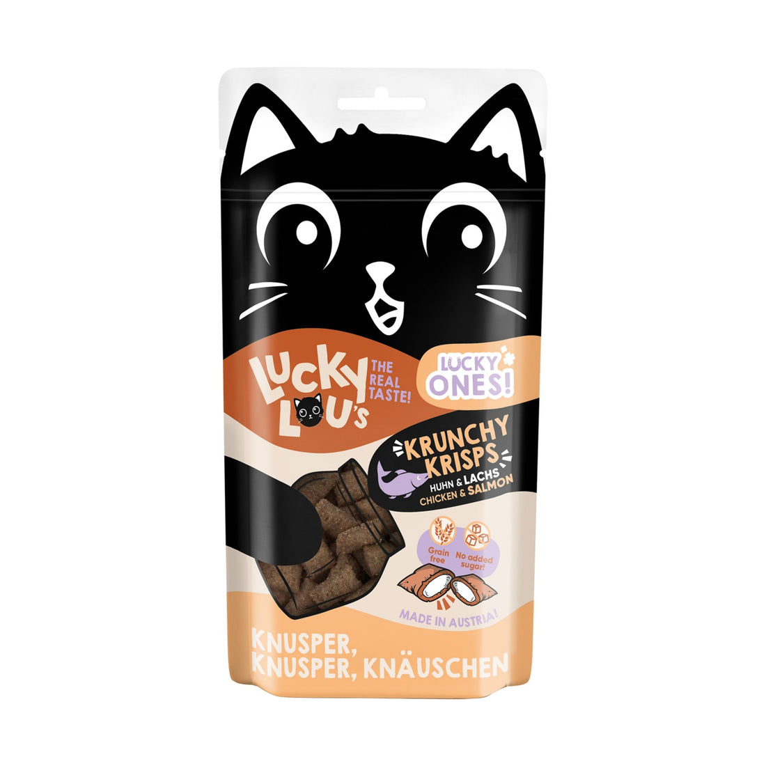 Lucky Lou Lucky Ones Krunchy Krisps Huhn &amp; Lachs, Katzensnack - Woofshack