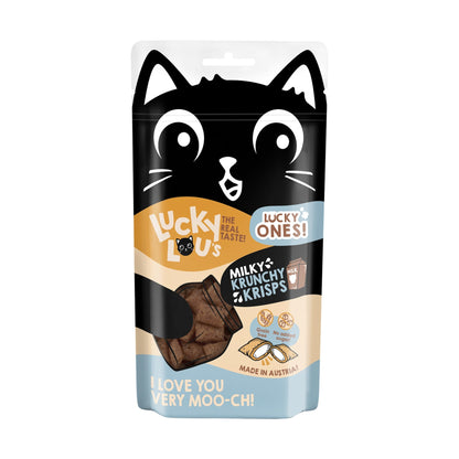 Lucky Lou Lucky Ones Krunchy Krisps Milch, Katzensnack - Woofshack