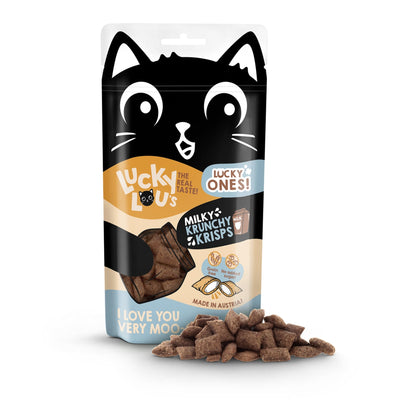 Lucky Lou Lucky Ones Krunchy Krisps Milch, Katzensnack - Woofshack
