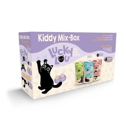 Lucky Lou Pouch Life Stage Kitten Kiddy Mix - Box, Katzen Nassfutter - Woofshack