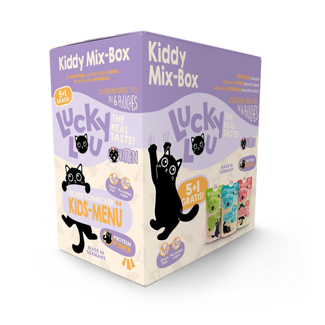 Lucky Lou Pouch Life Stage Kitten Kiddy Mix - Box, Katzen Nassfutter - Woofshack