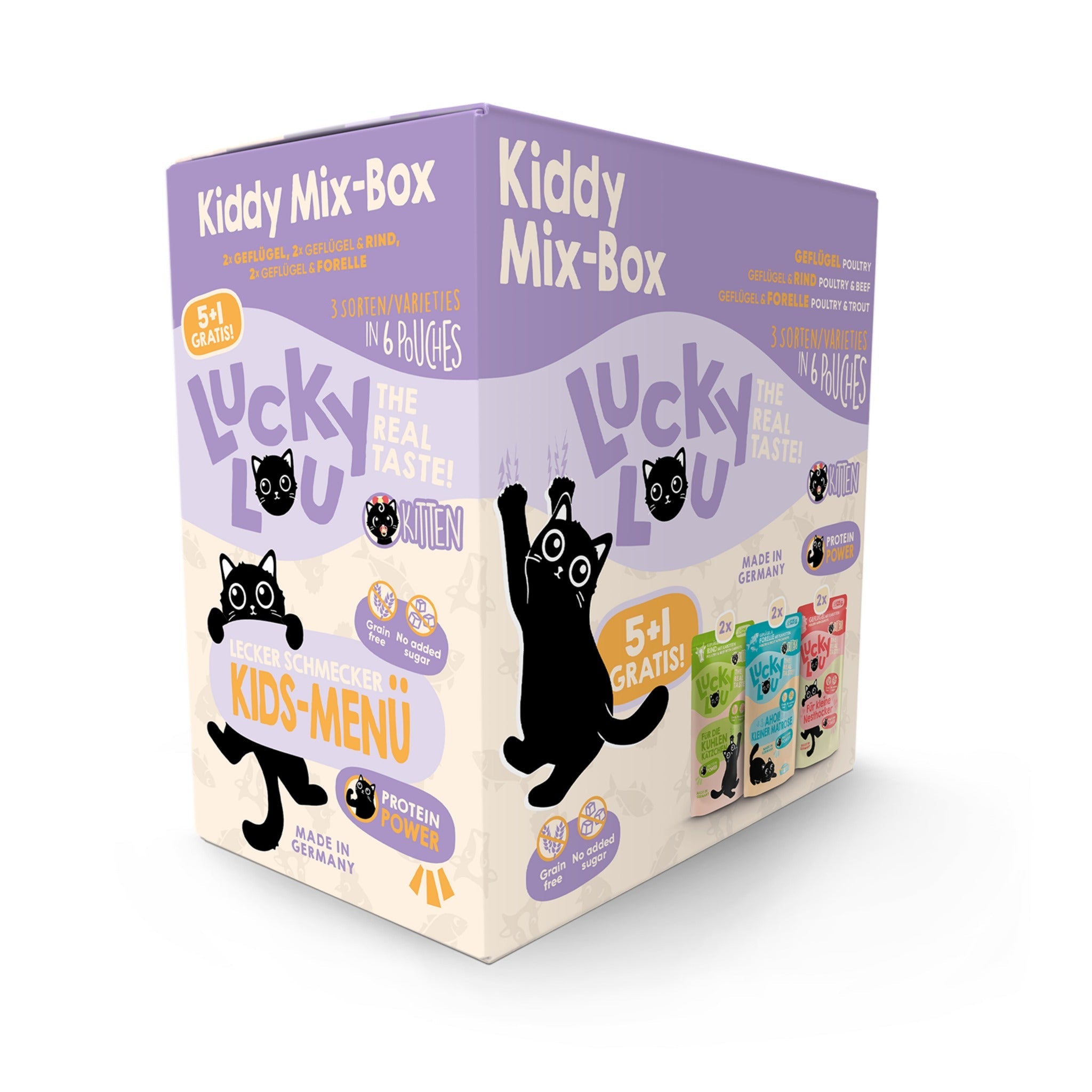Lucky Lou Pouch Life Stage Kitten Kiddy Mix - Box, Katzen Nassfutter - Woofshack