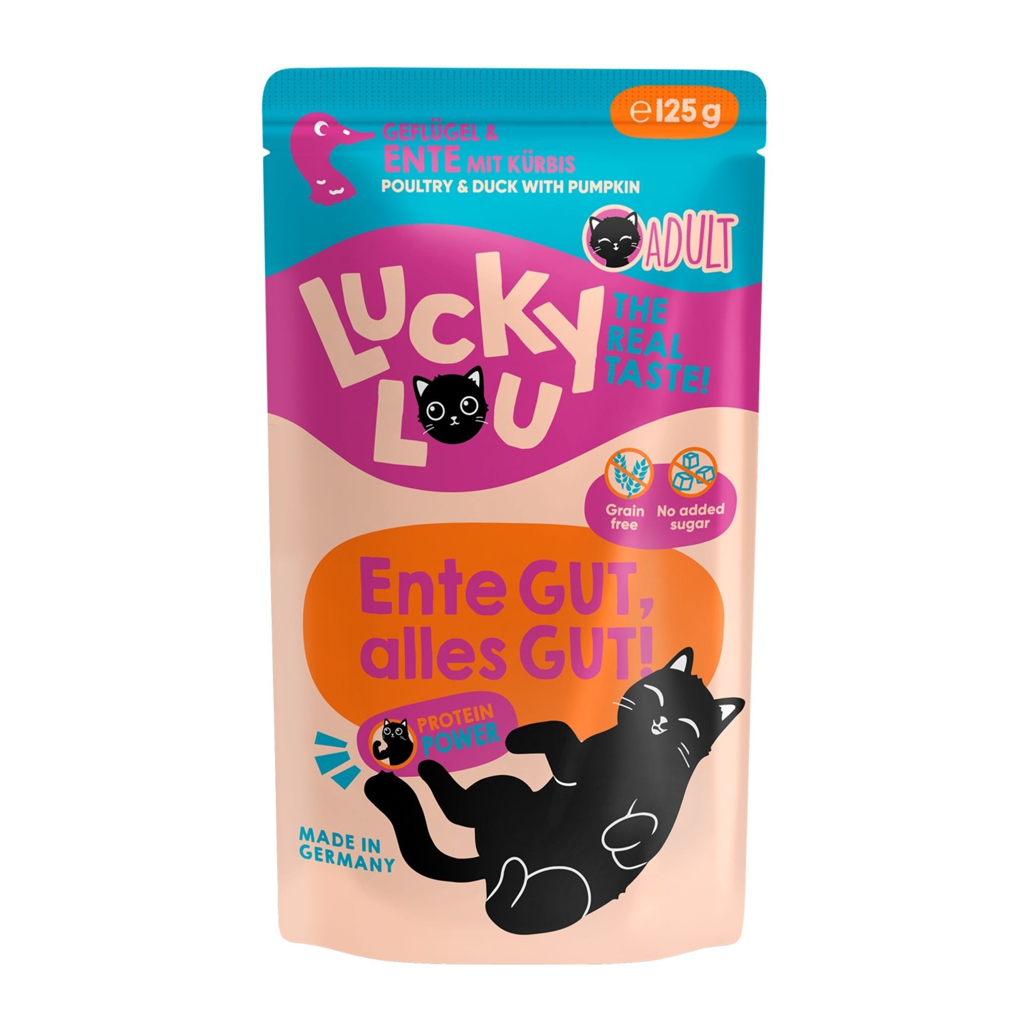Lucky Lou Pouch Lifestage Adult Geflügel &amp; Ente, Katzen Nassfutter - Woofshack