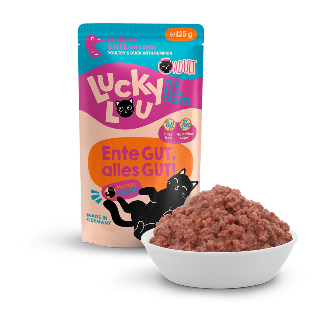 Lucky Lou Pouch Lifestage Adult Geflügel &amp; Ente, Katzen Nassfutter - Woofshack