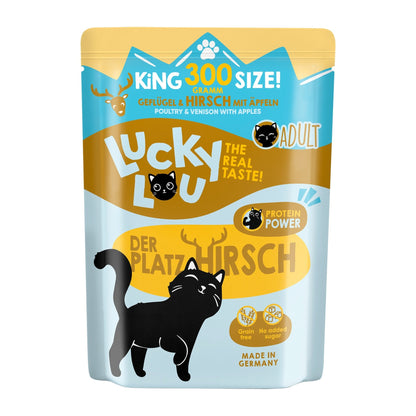 Lucky Lou Pouch Lifestage Adult Geflügel &amp; Hirsch, Katzen Nassfutter - Woofshack