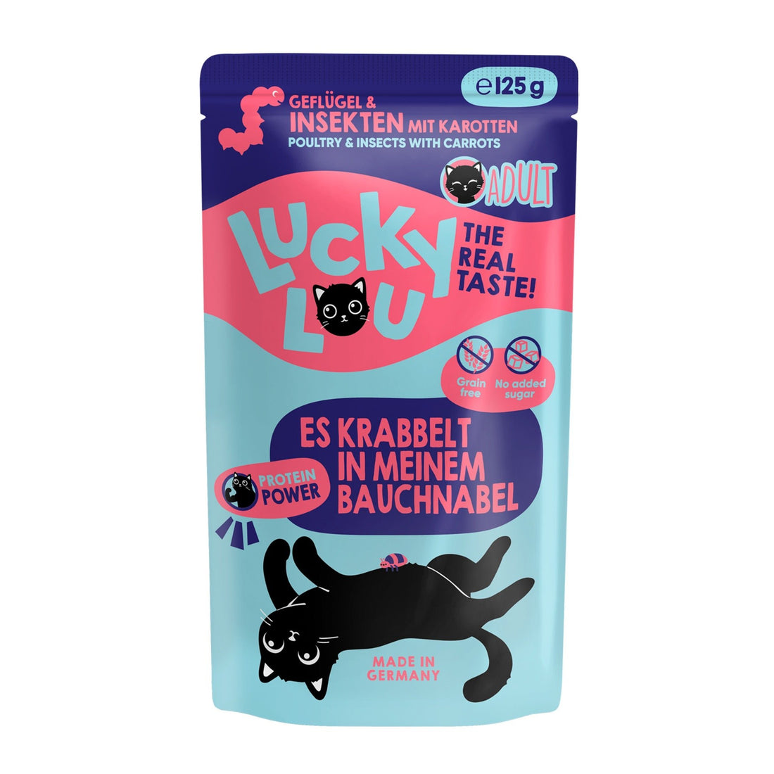 Lucky Lou Pouch Lifestage Adult Geflügel &amp; Insekt, Katzen Nassfutter - Woofshack