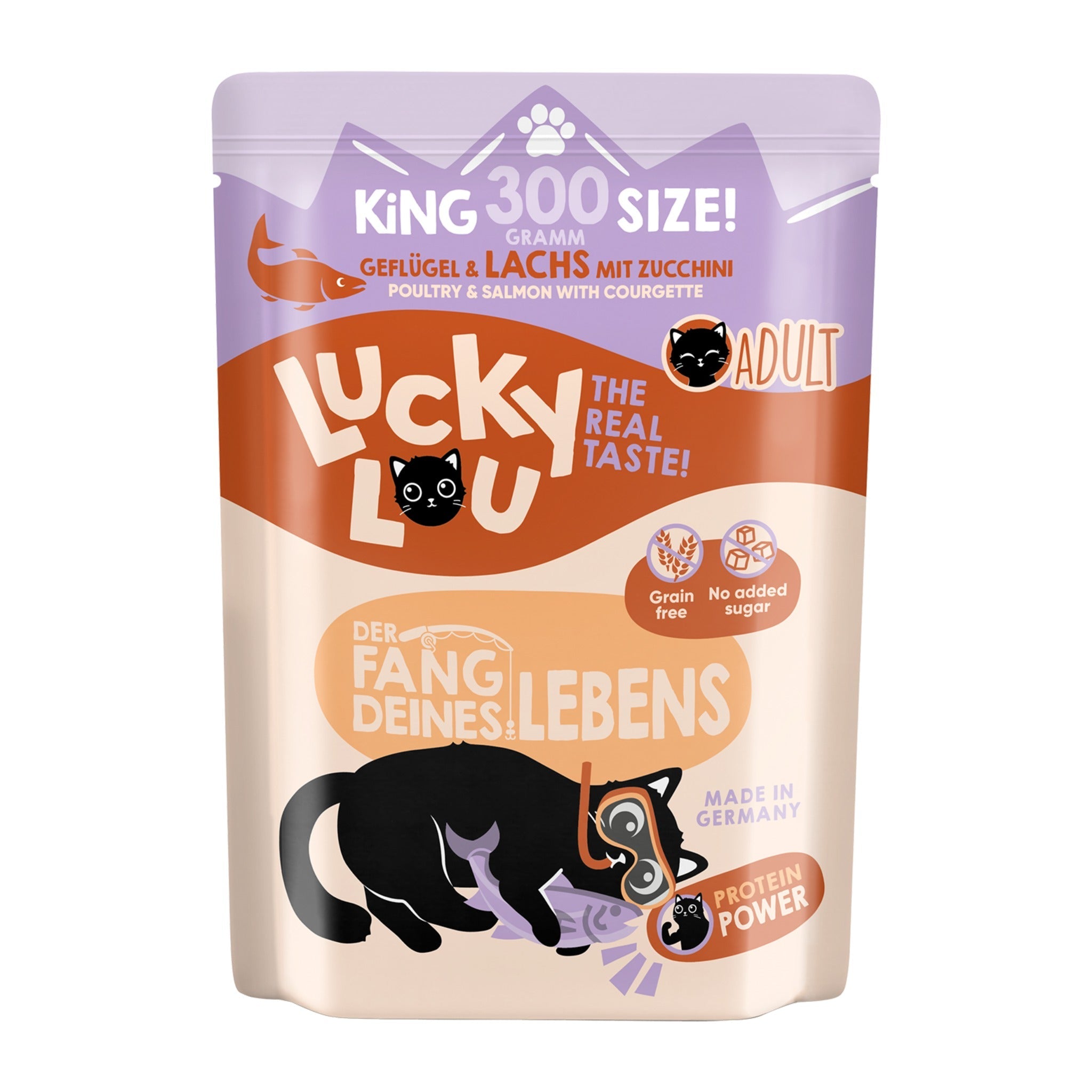 Lucky Lou Pouch Lifestage Adult Geflügel &amp; Lachs, Katzen Nassfutter - Woofshack