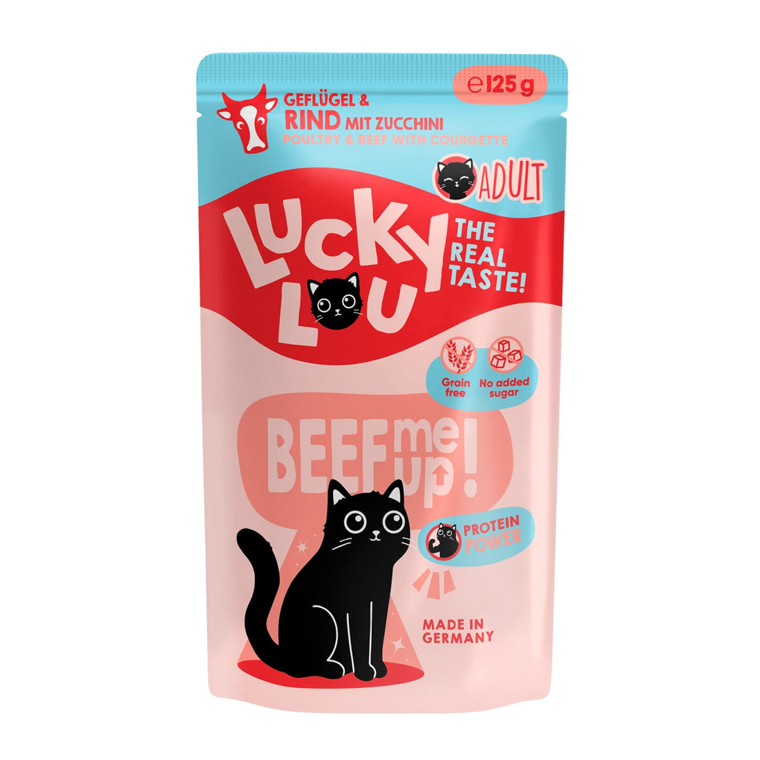 Lucky Lou Pouch Lifestage Adult Geflügel &amp; Rind, Katzen Nassfutter - Woofshack