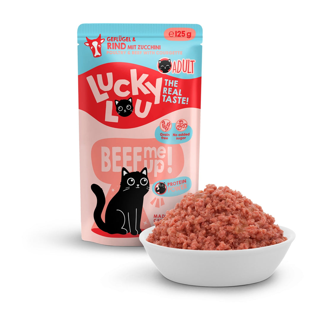 Lucky Lou Pouch Lifestage Adult Geflügel &amp; Rind, Katzen Nassfutter - Woofshack