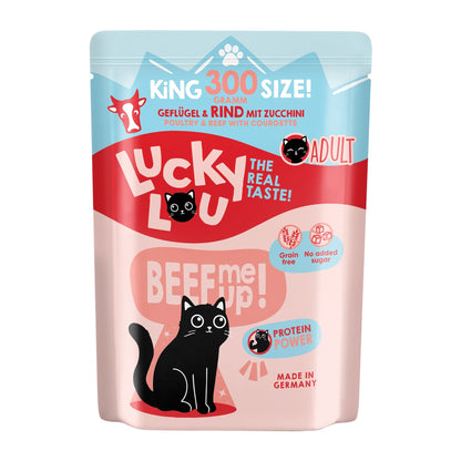 Lucky Lou Pouch Lifestage Adult Geflügel &amp; Rind, Katzen Nassfutter - Woofshack