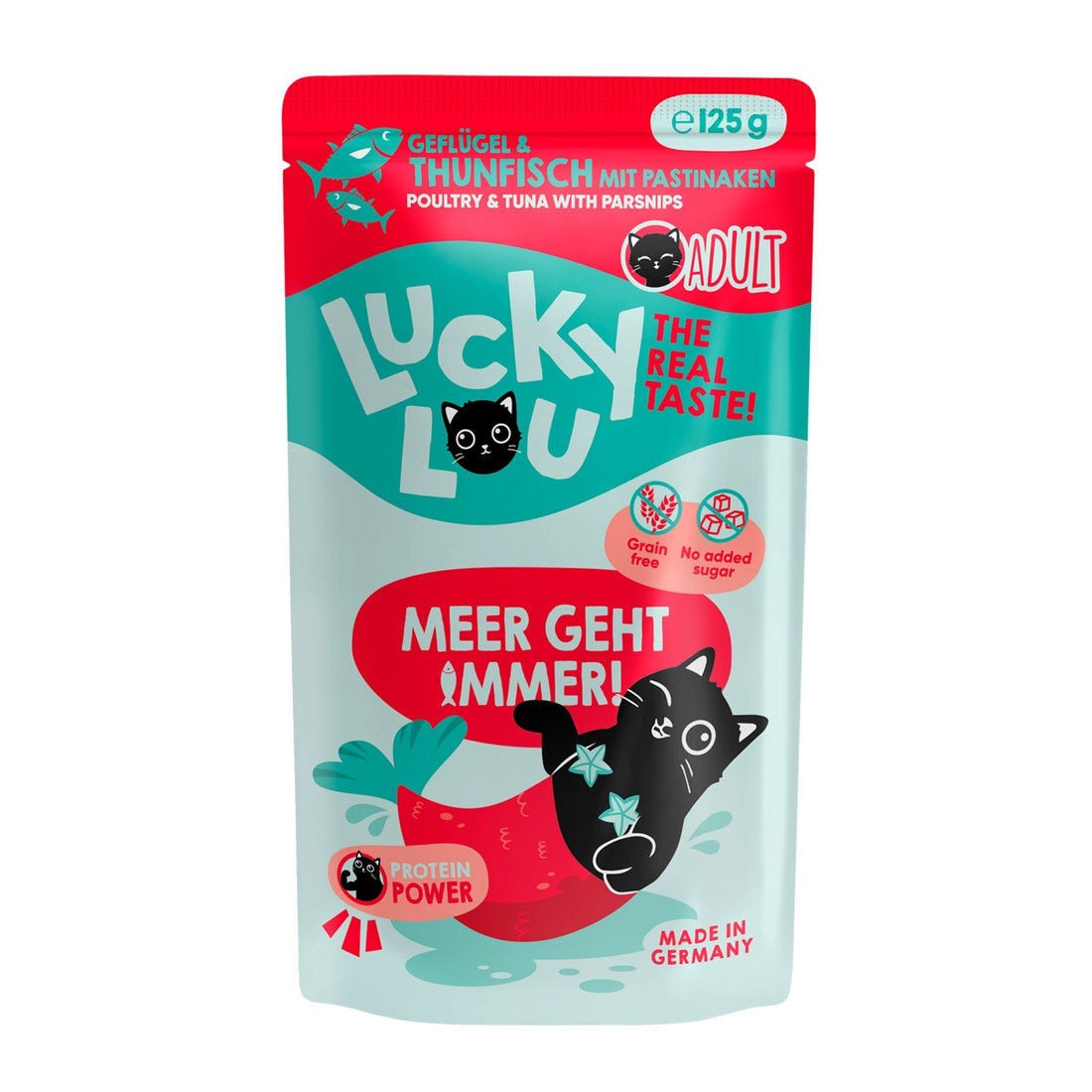 Lucky Lou Pouch Lifestage Adult Geflügel &amp; Thunfisch, Katzen Nassfutter - Woofshack