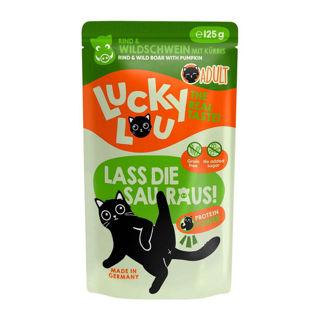 Lucky Lou Pouch Lifestage Adult Rind & Wildschwein, Katzen Nassfutter - Woofshack