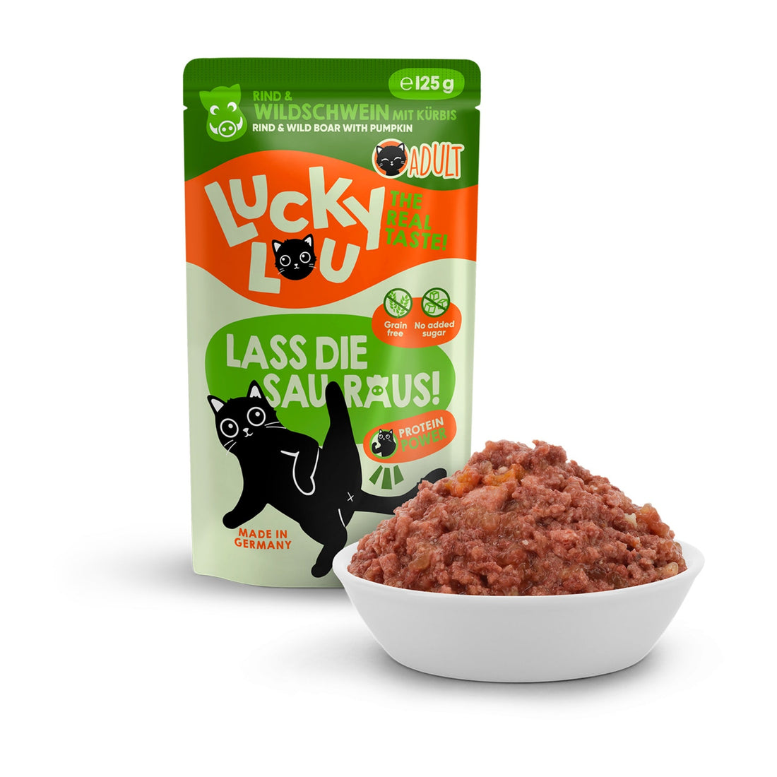 Lucky Lou Pouch Lifestage Adult Rind &amp; Wildschwein, Katzen Nassfutter - Woofshack