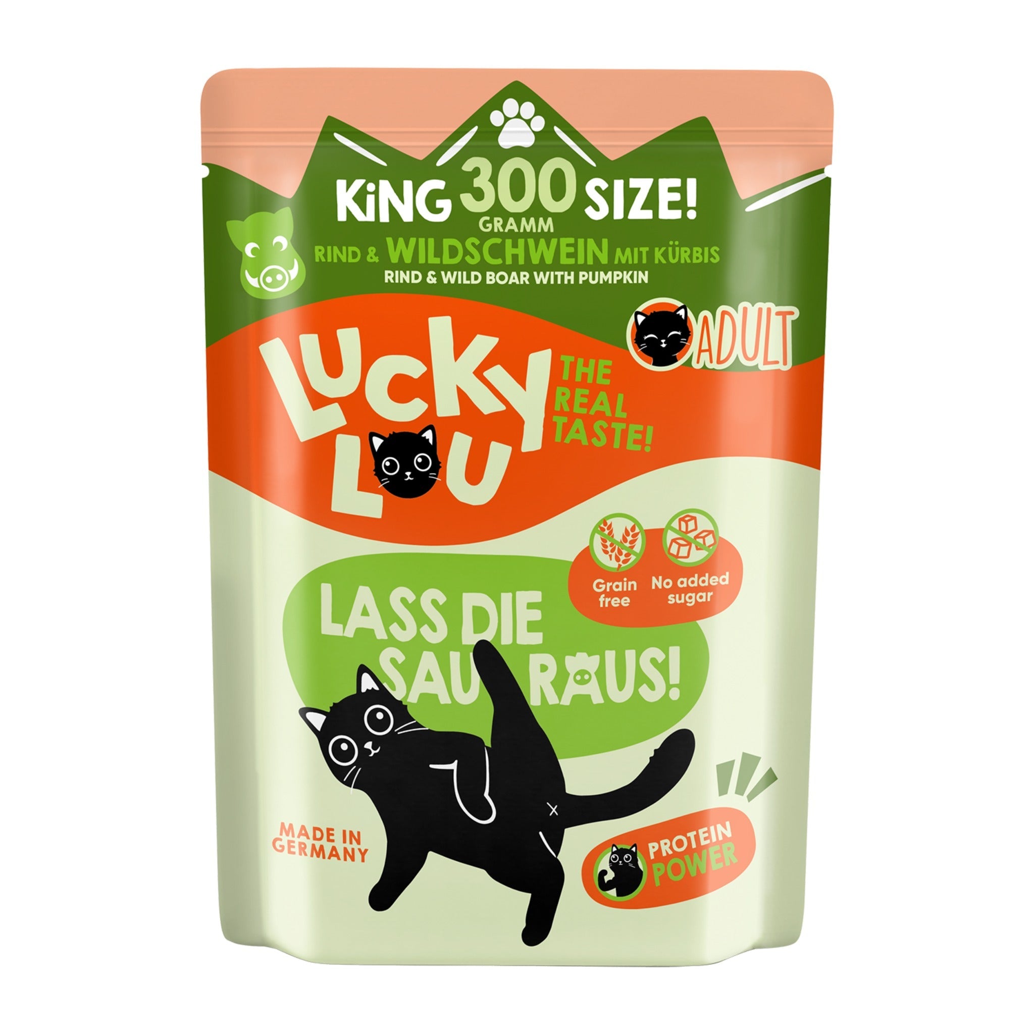 Lucky Lou Pouch Lifestage Adult Rind &amp; Wildschwein, Katzen Nassfutter - Woofshack