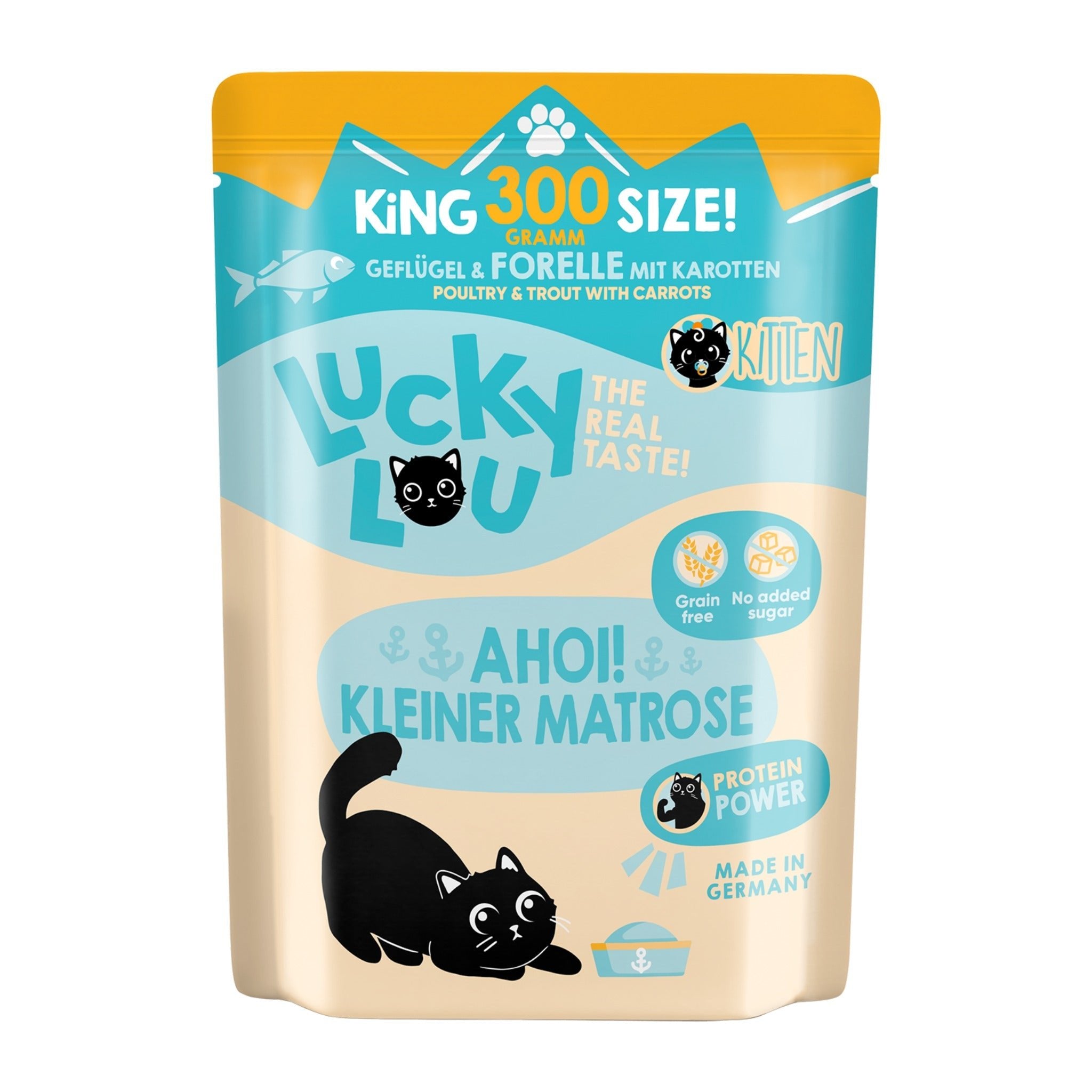 Lucky Lou Pouch Lifestage Kitten Geflügel &amp; Forelle, Nassfutter - Woofshack