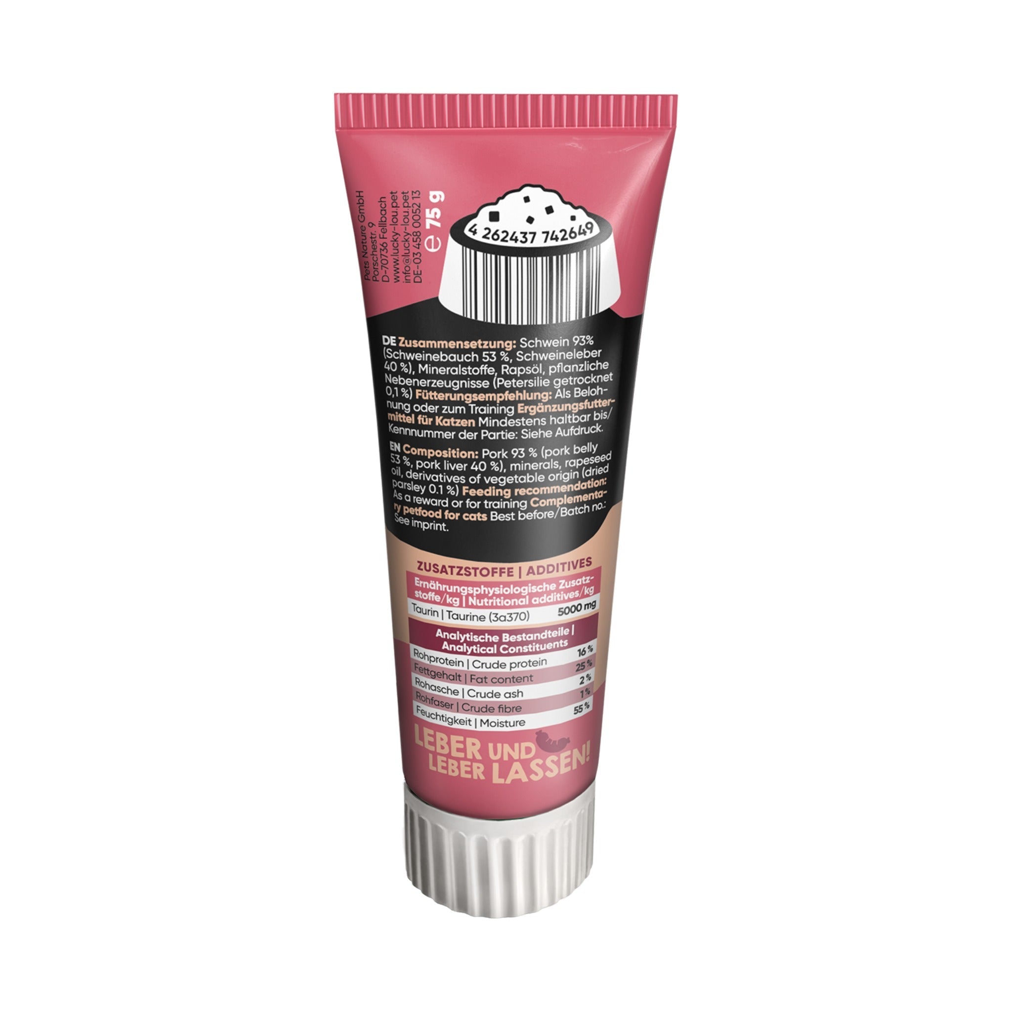 Lucky Lou Tube Quetschkopf Adult Leber &amp; Petersilie, Katzensnack - Woofshack