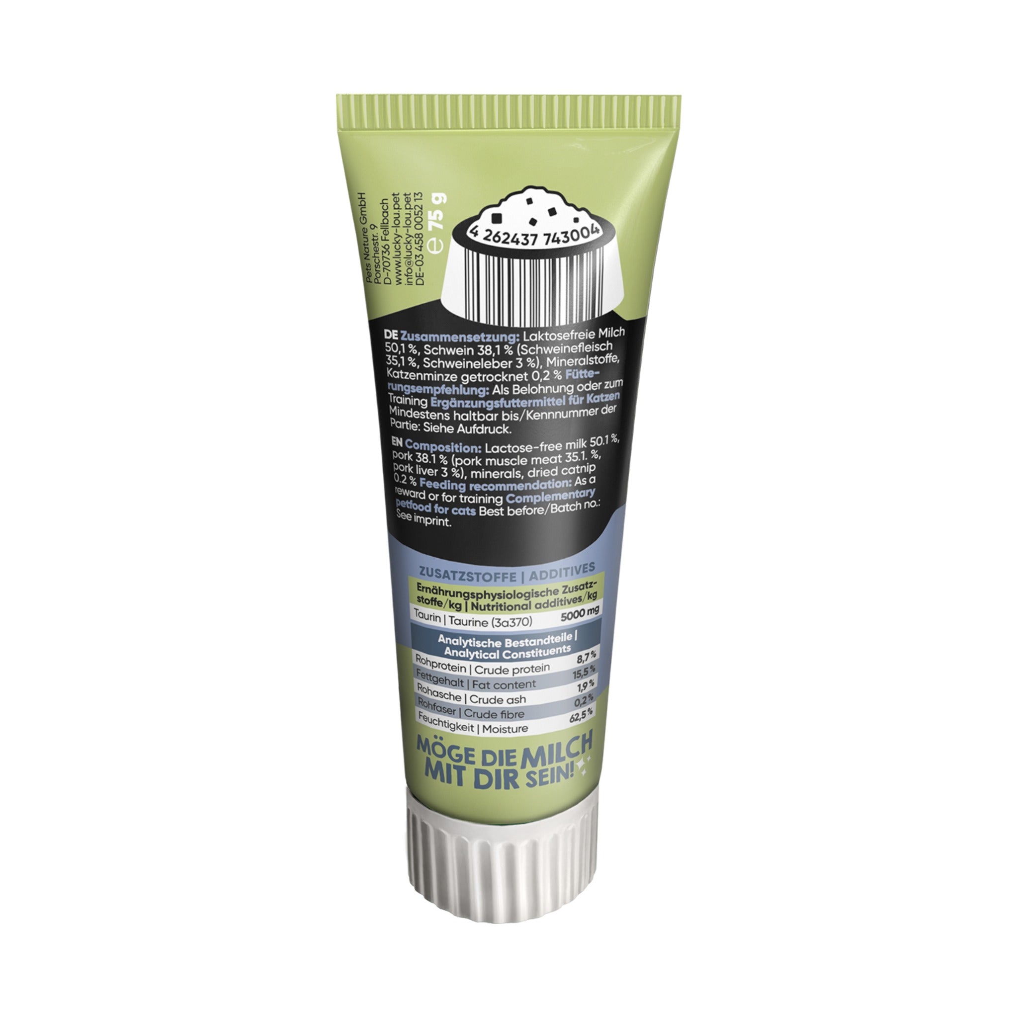 Lucky Lou Tube Quetschkopf Adult Milky, Katzensnack - Woofshack