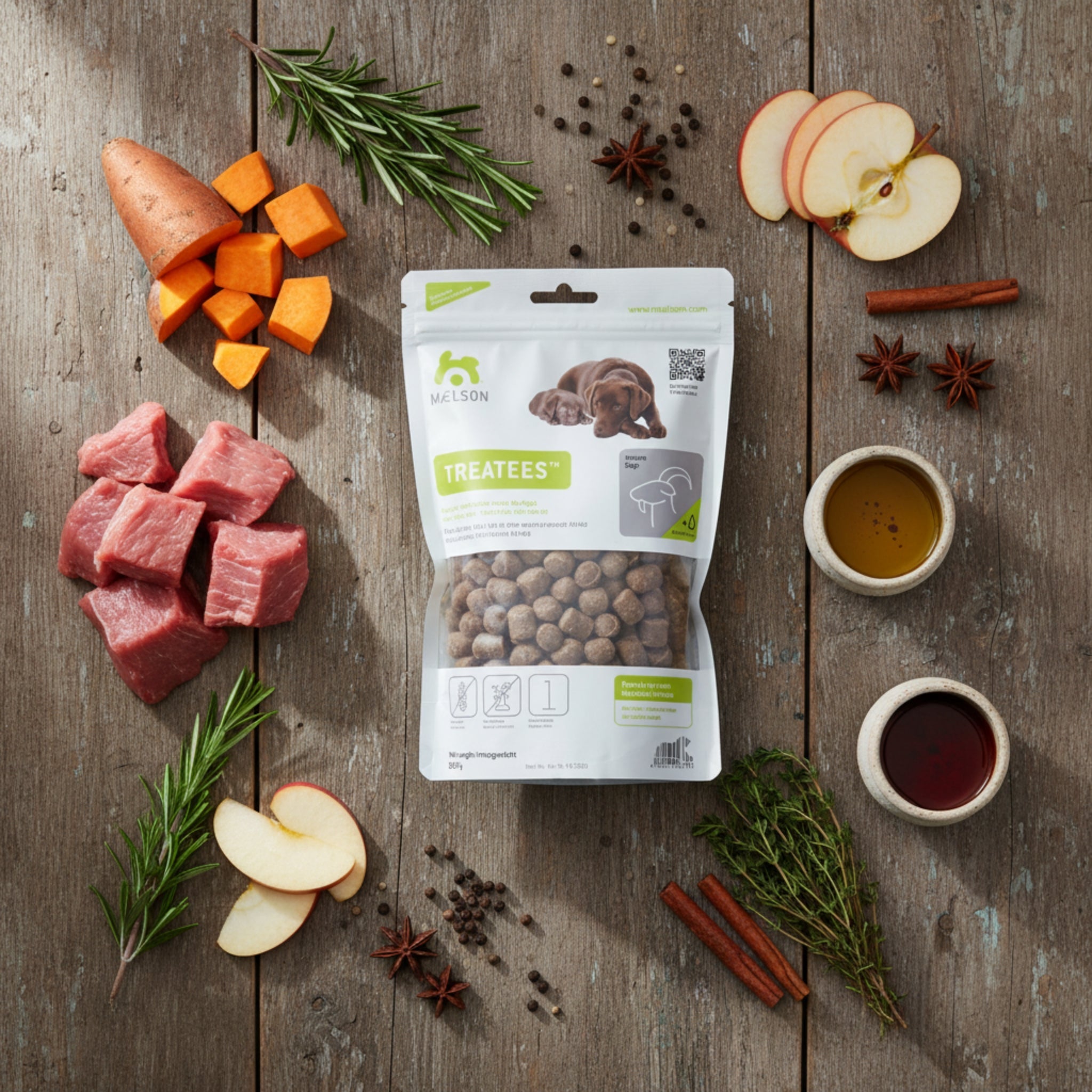Maelson Treatees Soft Hundesnacks mit Ziege – Getreidefreie Premium - Belohnung für sensible Hunde - Woofshack