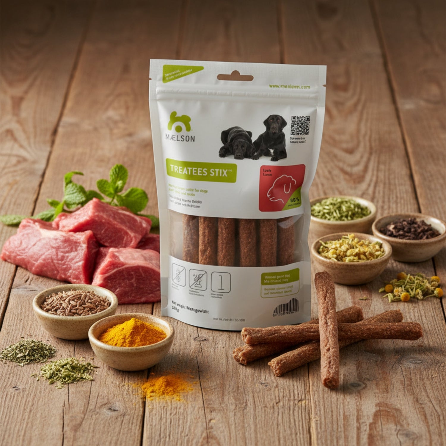 Maelson Treatees Stix Lamm – Natürliche Kaustreifen für gesunde Zähne &amp; glückliche Hunde - Woofshack