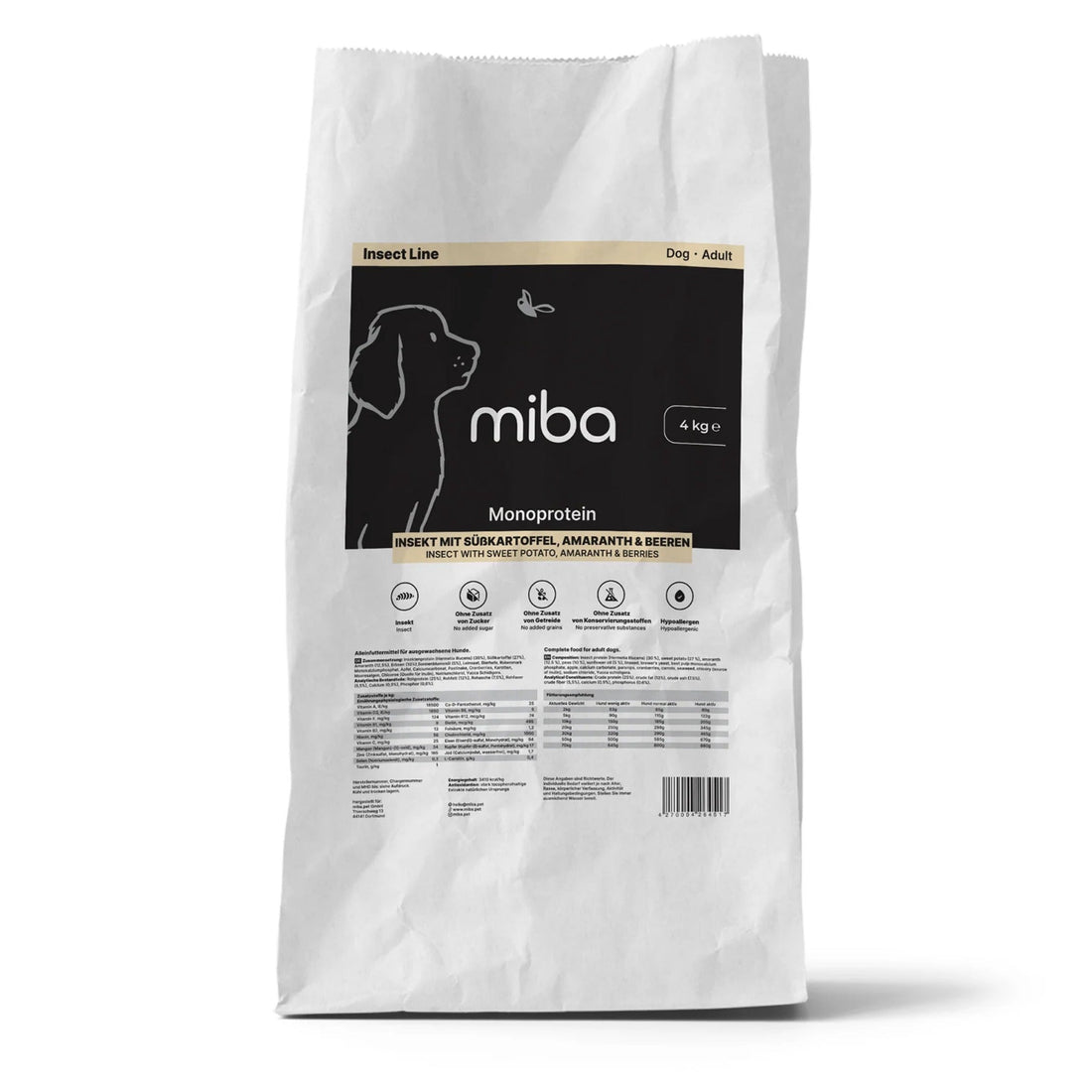 miba Dog Adult Insekt mit Süßkartoffel, Hunde Trockenfutter - Woofshack