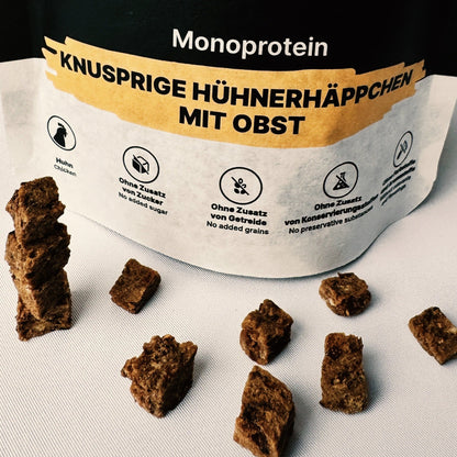 miba Knusprige Hühnerhäppchen mit Obst, Katzensnack - Woofshack