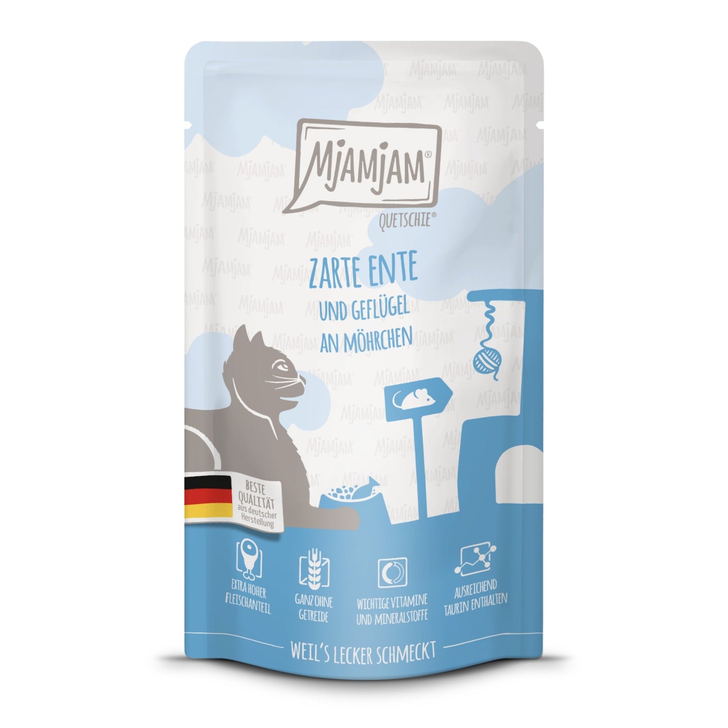 MjAMjAM Quetschie Ente &amp; Geflügel - Katzen Nassfutter - Woofshack