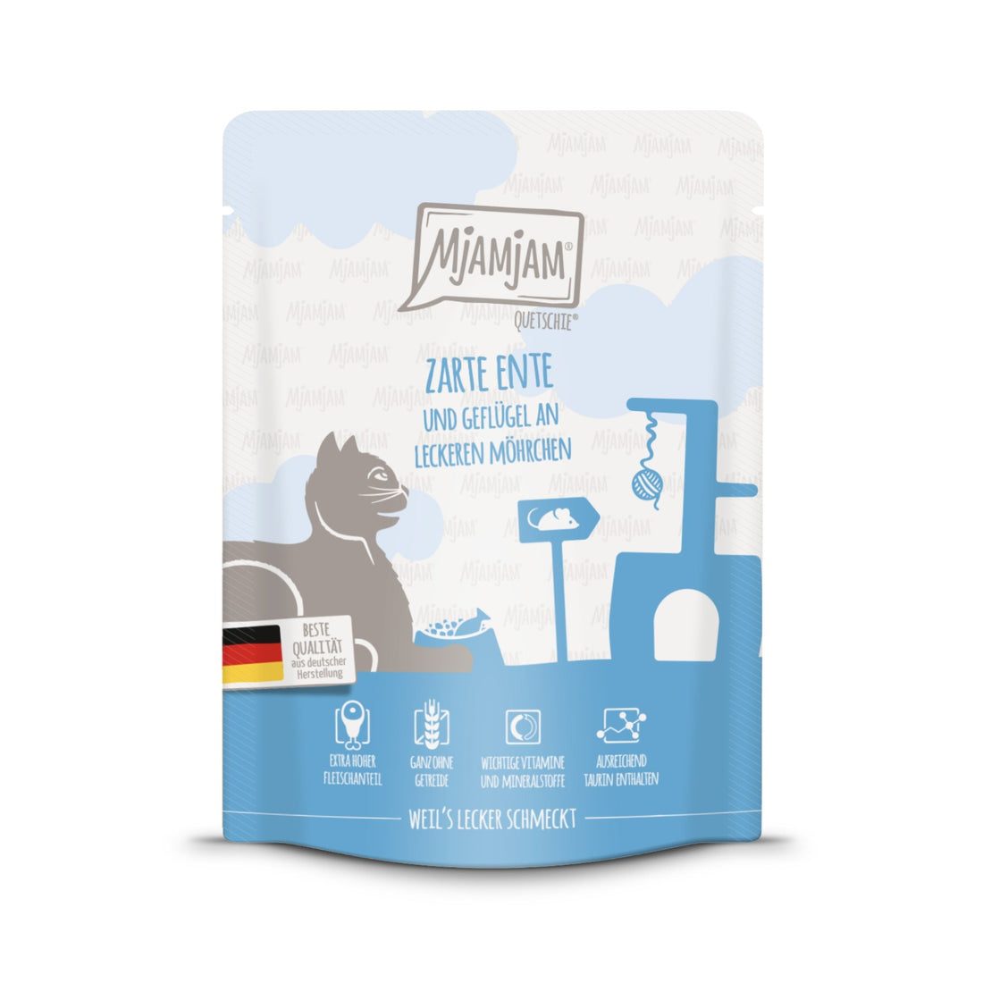 MjAMjAM Quetschie Ente &amp; Geflügel - Katzen Nassfutter - Woofshack