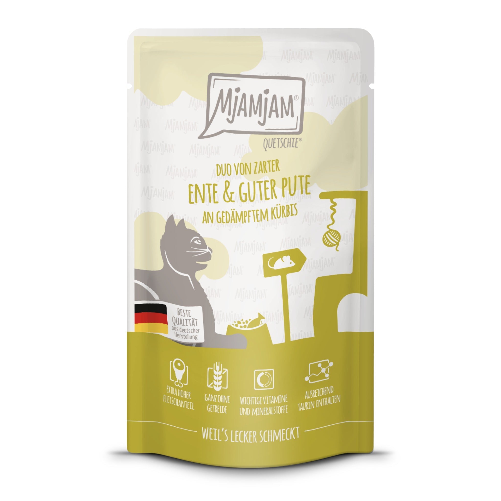MjAMjAM Quetschie Ente &amp; Pute - Katzen Nassfutter - Woofshack